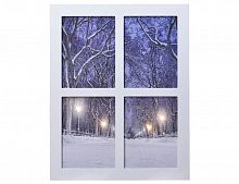 Светящееся панно "Аллея за окном", тёплые/холодные белые LED-огни с эффектом мерцания, 38х48 см, Kaemingk