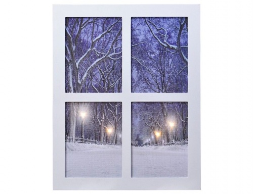 Светящееся панно "Аллея за окном", тёплые/холодные белые LED-огни с эффектом мерцания, 38х48 см, Kaemingk