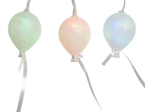 Электрогирлянда "Воздушные шарики" с глиттером, 10 RGB LED-огней, 180 см, прозрачный провод, батарейки, таймер, Kaemingk