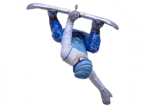 Ёлочная игрушка "Полёт с горы", полистоун, бело-голубая гамма, 9-10 см, Kaemingk