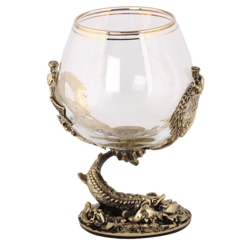 Бокалы - "Royal Elegance Glassware" - Бокал для коньяка "Осетр + орден 'С Юбилеем 80 лет'", из кристалла с накладкой, высотой 13 см, диаметром 6 см, ёмкостью 310 мл, упаковка 17х14х10 см фото 7