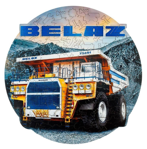 Деревянный пазл, фигурный для детей и взрослых EWA Автомобиль BELAZ 75601  28x28 см