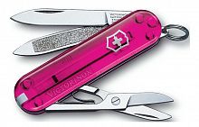 Нож Victorinox Classic, 58 мм, 7 функций, полупрозрачный розовый (подар. упак.)