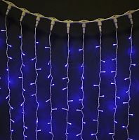 Световой занавес PLAY LIGHT "Штора", 500 белых и синих LED ламп, 2.4х1.5 м, 220 V, коннектор, прозрачный провод, SNOWHOUSE