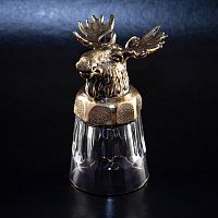Рюмка для крепкого алкоголя - "Royal Glassware" - Стопка-перевертыш "Лось" в картонном футляре, объем: 02 л, материалы: стекло, латунь, цвет: жёлтый