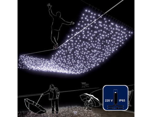 Светодиодный занавес Rich Led Cap 2*6 м, 1000 холодных белых LED ламп, черный ПВХ, соединяемый, IP65, Rich LED