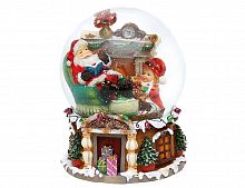 Снежный шар музыкальный Санта у камина, 16*20 см (Sigro)