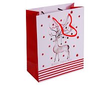 Подарочный пакет CHRISTMAS CHARM (с оленем), бело-красная гамма, Due Esse Christmas