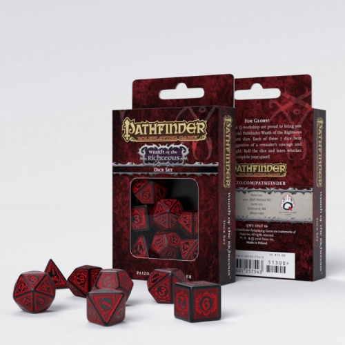 Набор кубиков Pathfinder "Wrath of the Righteous" для RPG, черно-красный фото 2