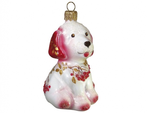 Ёлочная игрушка "Собачка", коллекция 'Зимняя ягода', стекло, 10 см, Ариель