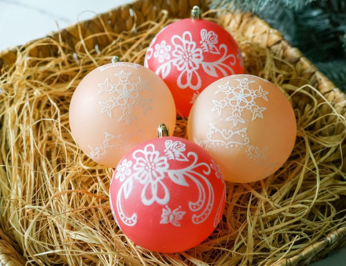 Набор ёлочных украшений ЭЛЬФИНО: СНЕЖНЫЕ ЦВЕТЫ, пластик, 10 см, 4 шт., Winter Deco фото 4