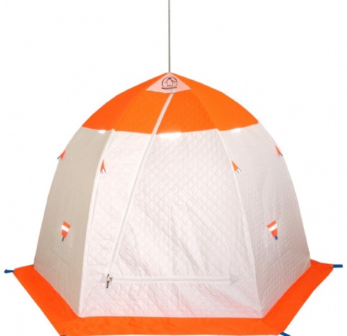 Зимняя палатка Пингвин 2 Термолайт трехслойная (белый/оранжевый)