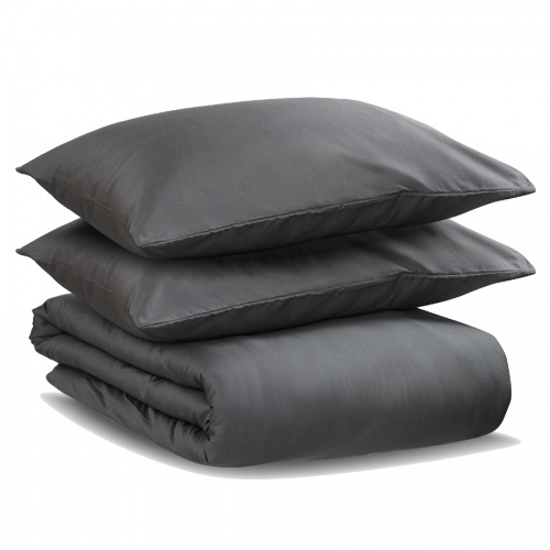 Комплект постельного белья двуспальный из сатина темно-серого цвета из коллекции wild