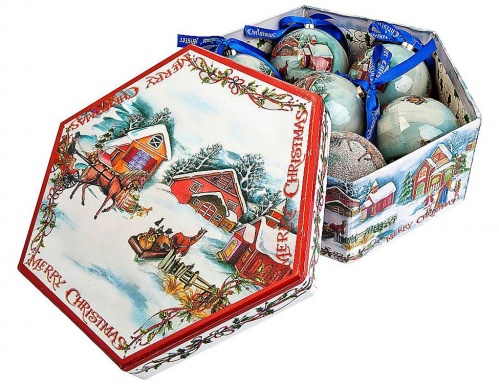Набор ёлочных новогодних шаров "Весёлые каникулы", папье-маше, глянцевые и текстурные, 75 мм, упаковка 7 шт., Mister Christmas