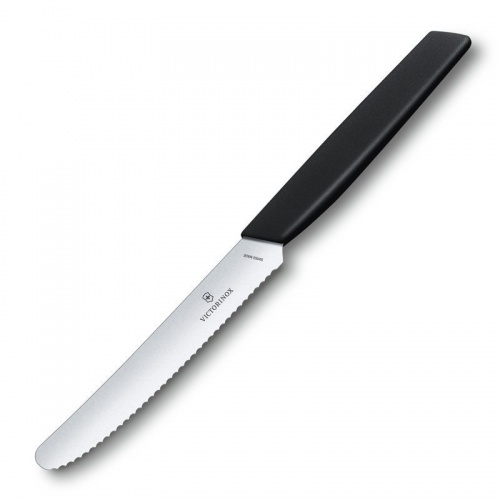 Нож Victorinox столовый, 11 см волнистое, чёрный фото 2