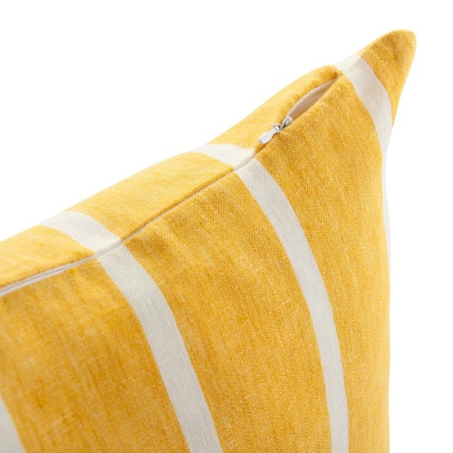 Чехол на подушку декоративный в полоску горчичного цвета из коллекции essential фото 6