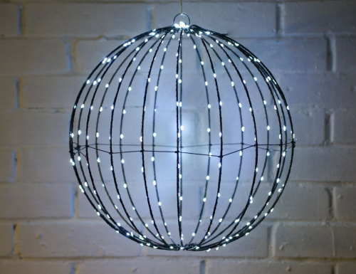 Подвесное светящееся украшение ШАР ЛЕМОНД, 240 холодных белых LED-огней, 40 см, таймер, уличное, Koopman International фото 3