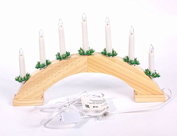 Свечи на деревянной подставке - горке, 7 свечей, 40х28.5 см, SNOWHOUSE
