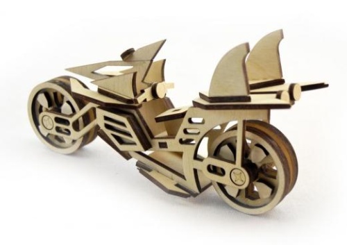 Конструктор 3D деревянный подвижный Lemmo Мотоцикл Фантом фото 2