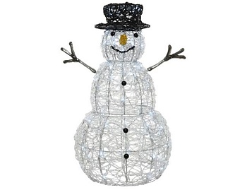 Светящаяся фигура "Сияющий снеговик", акрил, 80 холодных белых LED-огней мигающих, 60 см, уличный, Kaemingk