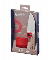 Нож шеф-повара Opinel+защита пальцев, деревянная рукоять, нержавеющая сталь, коробка