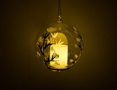 Светящийся ёлочный шар "Зимние деревца", стекло, тёплый белый LED-огонь, 10 см, Peha Magic фото 2