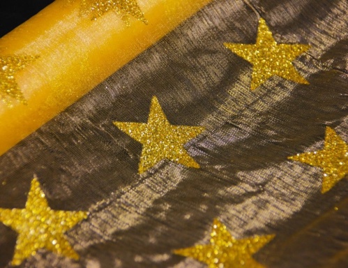 Ткань для декорирования "Танец со звёздами" (пятиконечные звезды), золотая, 36.5х200 см, Koopman International фото 2