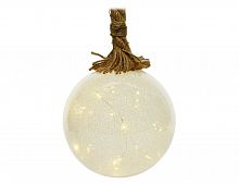 Подвесной светящийся прозрачный шар на канате "Фисэль", 15 тёплых белых микро LED-огней, 10х80 см, таймер, батарейки, Kaemingk