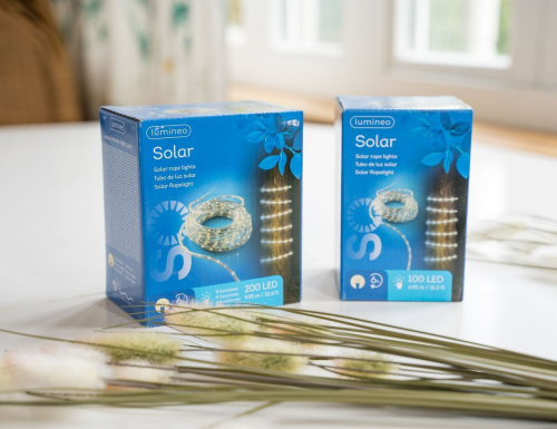 Светодиодный дюралайт на солнечной батарее Lumineo Solar 4.95 м, 100 теплых белых LED ламп, контроллер, IP44, Kaemingk (Lumineo) фото 5