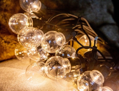 Электрогирлянда "Уютные лампочки-шарики", 20 тёплых белых LED-ламп, 9.5+5 м, контроллер, коннектор, черный провод, уличная, Kaemingk фото 5