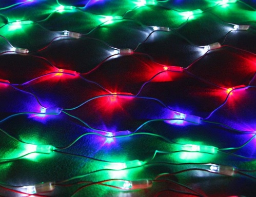 Электрогирлянда "Сетка", 320 разноцветных LED огней, 1,9х1,6м+1,5м, коннектор, белый каучуковый провод, уличная, SNOWHOUSE фото 3