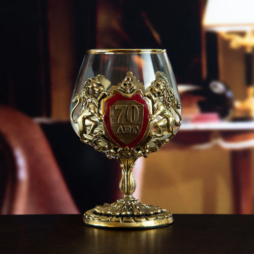 Бокалы - "Royal Glass Creations" - Бокал для коньяка "Юбилей 70 лет в деревянной шкатулке