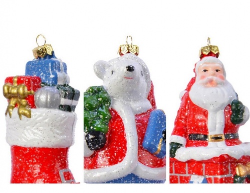 Набор ёлочных игрушек "Подарочный сезон", пластик, 11.5-12.5 см (3 шт.), Kaemingk фото 2