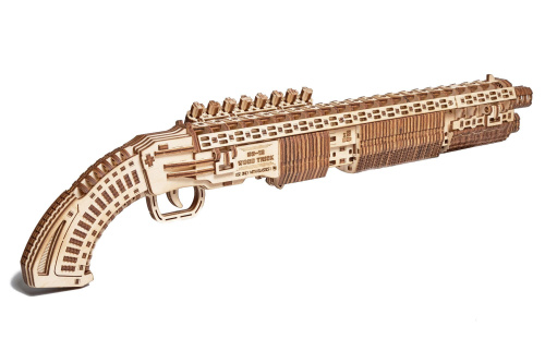 Механическая деревянная сборная модель Wood Trick Дробовик SG-12 Shotgun фото 5