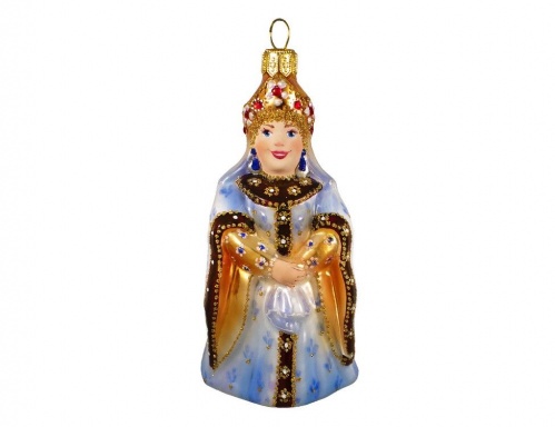 Ёлочная игрушка "Царица" (в синем платье), коллекция 'Формовые игрушки', стекло, 12 см, Ариель