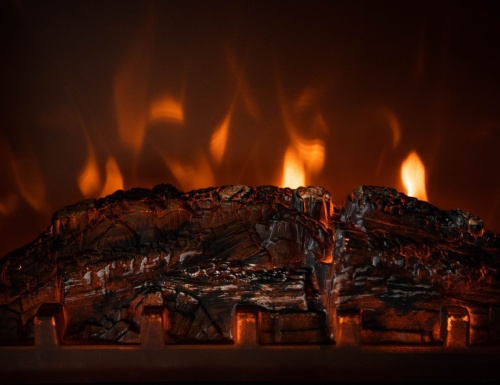 Электрический светодиодный камин с обогревом МОДЕРН БИВАЛВ, чёрный, имитация живого пламени, диммер, 51х56 см, Kaemingk (Lumineo) фото 4