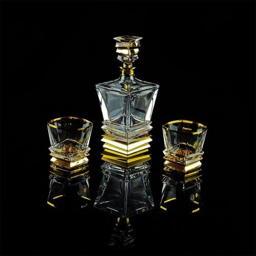 VIKONT Комплект для виски: графин + 2 стакана, хрусталь/декор золото 24К
