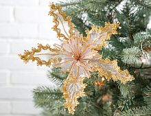 Искусственная пуансеттия МЭГГИ на клипсе, полиэстер, пудровая, 25 см, Winter Deco