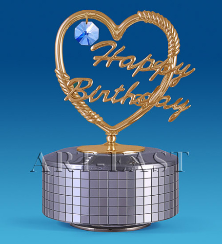 AR-3562/SB Фигурка музыкальная "Сердечко Happy Birthday" (Юнион)