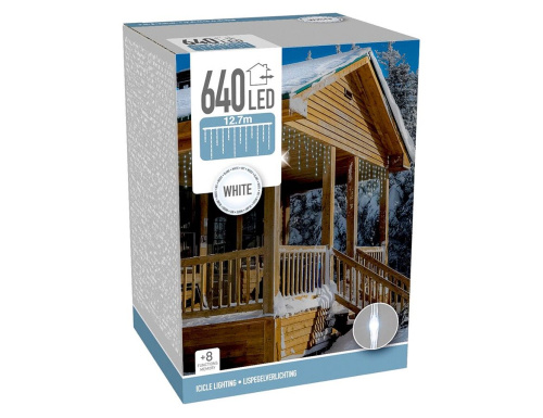 Светодиодная гирлянда Бахрома, 640 холодных белых LED-огней, 12.7х0.45 м, контроллер, прозрачный ПВХ, IP44, Koopman International фото 3
