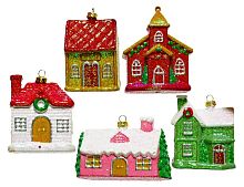 Набор ёлочных игрушек СЕМЕЙКА ДОМИКОВ, пластик, 11 см, 5 шт., Kaemingk (Decoris)
