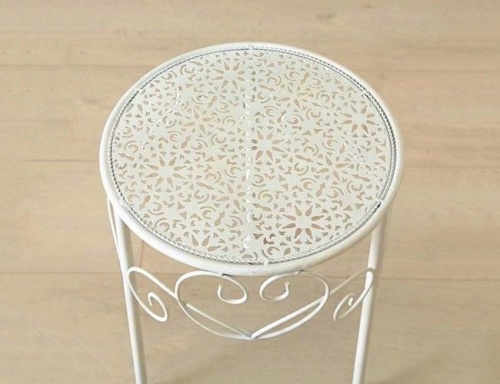 Комплект кованых подставок "Лилли" (три круглых столика), белый, Boltze фото 4