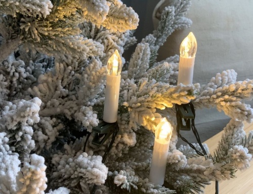 Электрогирлянда Свечи "Новогодняя романтика", на клипсах, белые, тёплые белые LED-огни, зелёный провод, Koopman International