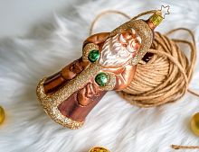 Ёлочная игрушка ДЕД МОРОЗ В ШУБЕ С КАРМАШКАМИ, стекло, 17 см, Inge Glas