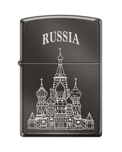 Зажигалка ZIPPO Собор Василия Блаженного, латунь/сталь с покрытием Black Ice®, чёрная, 36x12x56 мм, 150 ST BASIL