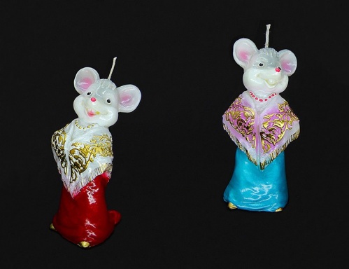 Фигурная свеча "Мышка в платке", 6х5.5х12 см, разные модели, Омский Свечной