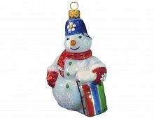 Ёлочная игрушка "Снеговик", голубой, коллекция 'Формовые игрушки', стекло, 12 см, Ариель