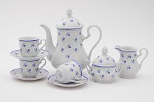 Кофейный сервиз Leander "Мэри-Энн" 15 предметов из Чехии 03160714-0887, голубой и зелёный