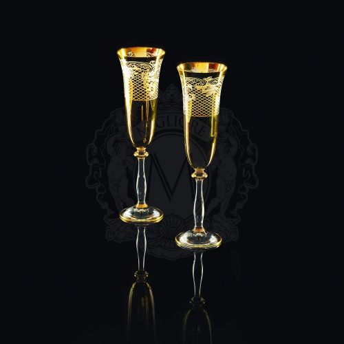 VITTORIA Бокал для шампанского, набор 2 шт, хрусталь/декор золото 24К фото 2