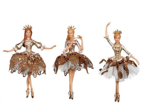 Ёлочная игрушка "Балерина принцесса" с кружевом, полистоун, 18 см, разные модели, Goodwill